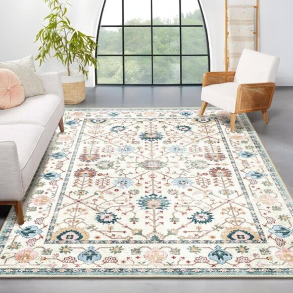 Non Slip 5 x 7 Area Rug Boho Washable Rugs for Living Room Bedroom Indoor Carpet - Picture 8 of 11